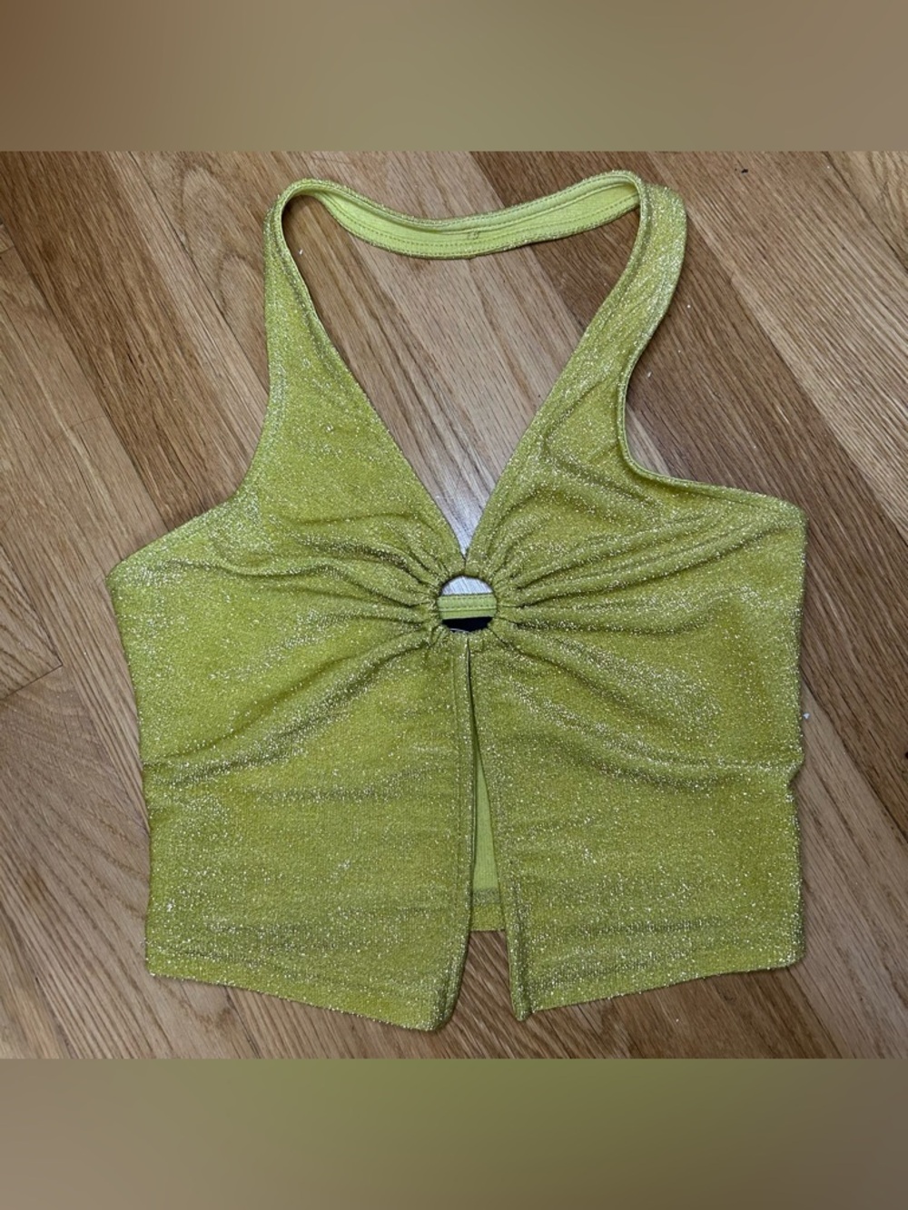 Cider green sparkly halter top Size S